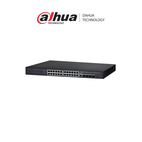 Switch de 24 Puertos PoE Gigabit, Administrable Capa 2, 370 Watts totales, 4 Puertos SFP 1000 Base-X, Switching 56 Gbps,