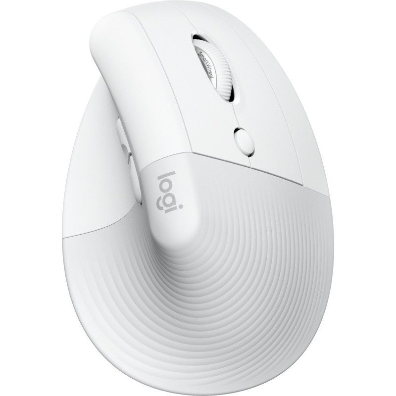 Mouse Logitech Lift, mano derecha, Diseño vertical, Óptico, RF Wireless + Bluetooth, 4000 DPI, Blanco