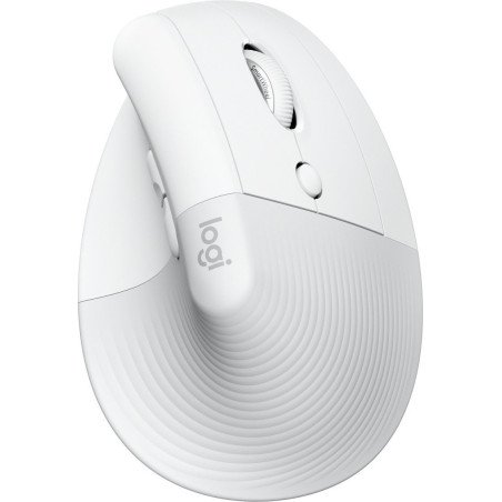 Mouse Logitech Lift, mano derecha, Diseño vertical, Óptico, RF Wireless + Bluetooth, 4000 DPI, Blanco