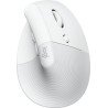Mouse Logitech Lift, mano derecha, Diseño vertical, Óptico, RF Wireless + Bluetooth, 4000 DPI, Blanco