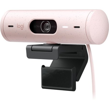 Cámara web Logitech Brio 500 rosa FHD 1080 a 30 FPS auto enfoque, micr