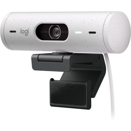 Cámara web Logitech Brio 500 blanco FHD 1080 a 30 FPS auto enfoque, micrófono IA USB-C Win/MacOS