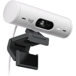 Cámara web Logitech Brio 500 blanco FHD 1080 a 30 FPS auto enfoque, micrófono IA USB-C Win/MacOS