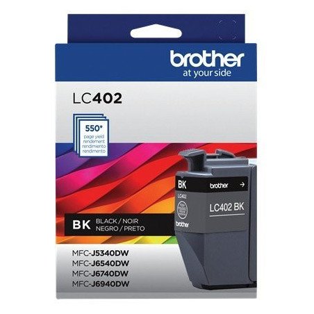 Cartucho de tinta negra Brother LC402BK, rendimiento aprox. de 550 pág