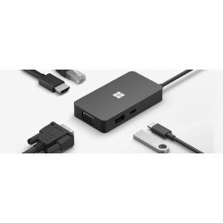 Hub Microsoft Banff. Puerto USB-C con carga de paso - 1 puerto USB 3.1/Gen 2?, VGA, Gigabit Ethernet? y HDMI 2.0