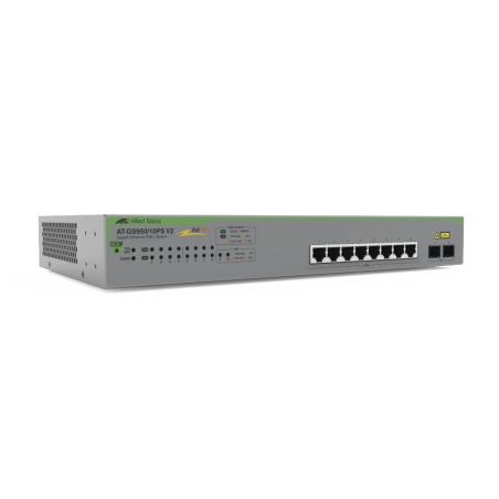Switch PoE+ Gigabit WebSmart de 10 puertos 10/100/1000 Mbps (2 x Combo) + 2 puertos gigabit SFP (Combo), 75 W