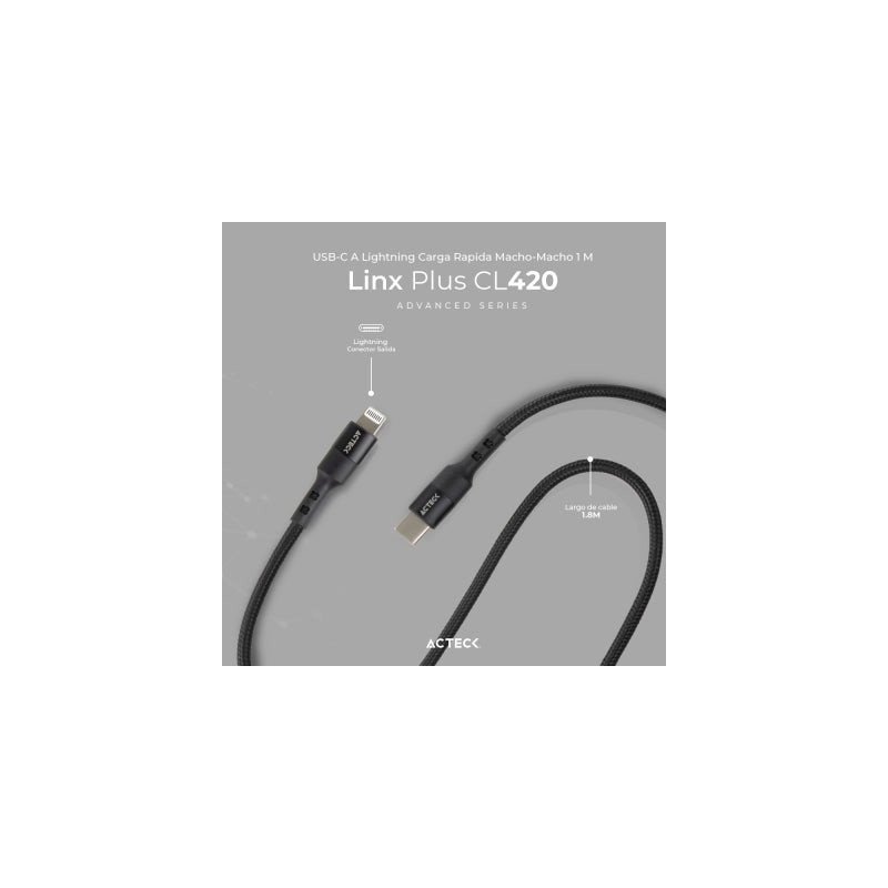 Cable USB C a Lightning Linx Plus CL420 Acteck Cable USB C a Lightning Linx Plus CL420 Acteck