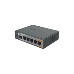Router dual Core, 5 puertos gigabit, 1 puerto SFP, PoE in, PoE out (hex s)