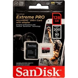 Memoria Sandisk Extreme pro 128GB micro SDXC 170MB/s 4k clase 10 a2 v30 con adaptador