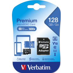 Tarjeta de Memoria 44085 marca VERBATIM microSDXD PREMIUM de 128GB