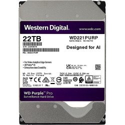Disco duro interno 22TB WD purple pro 3.5 escritorio SATA3 6GB/s 512mb 7200rpm 24x7 ia dvr nvr 1-16 bahías 1-64 cámaras