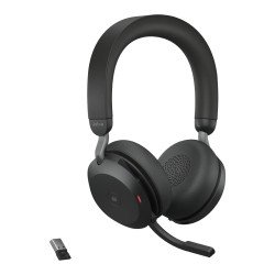Jabra Evolve2 75, Auricular stereo versión MS con cancelación de ruido activa, dongle USB-A indicador de ocupado (Busylight)(275