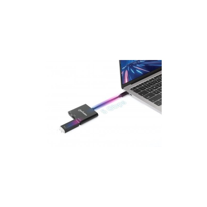 Manhattan Docking Station 3 en 1 USB-C a HDMI, USB-A y PD Manhattan Docking Station 3 en 1 USB-C a HDMI, USB-A y PD