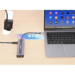 Manhattan 153928 base para portátil y replicador de puertos Alámbrico USB 3.2 Gen 1 (3.1 Gen 1) Type-C Negro, Plata