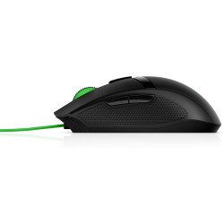 Mouse HP gaming Pavilion 300, Ambidextro, Óptico, USB tipo A, 5000 DPI, Negro, Verde