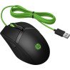 Mouse HP gaming Pavilion 300, Ambidextro, Óptico, USB tipo A, 5000 DPI, Negro, Verde