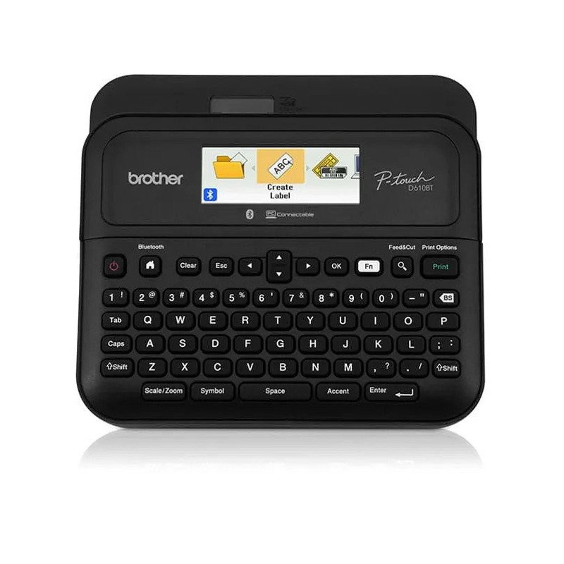Rotulador eléctrico de escritorio Brother PT-D610, TZe, Transferencia térmica, Inalámbrico y alámbrico, AA, NiMH, Negro