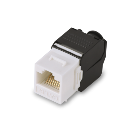 Modulo jack keystone RJ45, armado sin herramienta, 8 hilos, cat 6, compatible con calibres AWG 22-26, color blanco