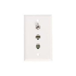 Placa Telefónica 1 Jack RJ11, RJ45 y 'F' para Pared.