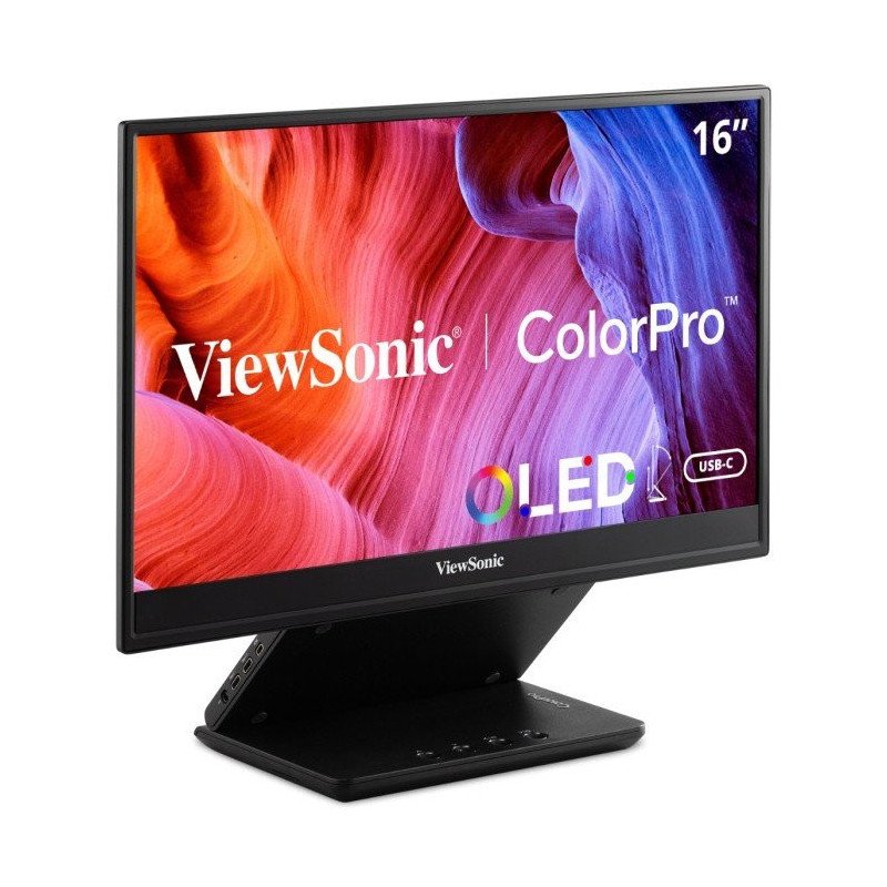 Monitor OLED ViewSonic portátil VP16-OLEd, 16 pulgadas, full HD, 1920 x 1080, USB-c, micro HDMI, soporte ergonómico flexible int