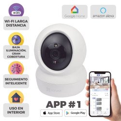 Mini Cámara PT IP 2 MP Ezviz H6C, Wi-Fi, Smart Tracking, Uso Interior,