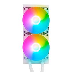 Enfriamiento Liquido. Gamer Factor LQG601. 240MM - RGB, TDP 250W, 2 fan 120mm 70 CFM, blanco.