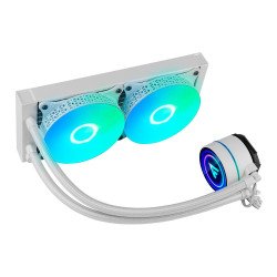 Enfriamiento Liquido. Gamer Factor LQG601. 240MM - RGB, TDP 250W, 2 fan 120mm 70 CFM, blanco.