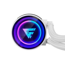 Enfriamiento Liquido. Gamer Factor LQG601. 240MM - RGB, TDP 250W, 2 fan 120mm 70 CFM, blanco.