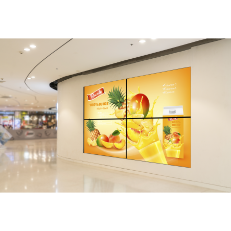 Kit Videowall Comercial 2X2, Incluye 4 Pantallas 55", Controlador de 2 Entradas HDMI, Base de Pared