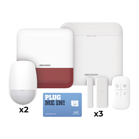 KIT de Alarma AX PRO con GSM (3G/4G), Incluye: 1 Hub, 2 Sensores PIR, 3 Contactos Magnéticos mini, 1 Control Remoto, 1