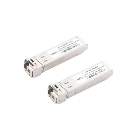 Transceptores SFP+ Bidireccionales (Mini GBIC) para Fibra Monomodo, 10 Gbps, Conectores LC, Dúplex, Hasta 40 km, 2 Piezas