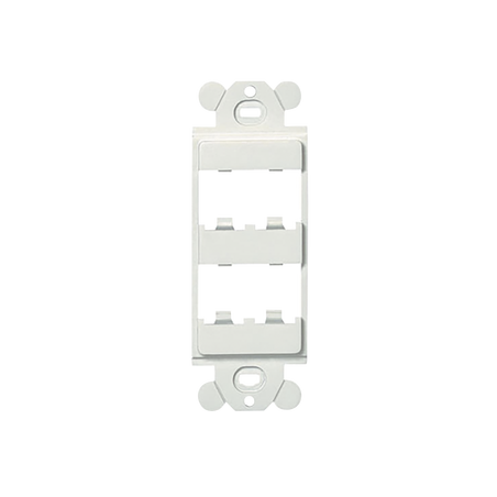 Marco de Módulo Dúplex, Para Placas Frontales Estándar GFCI, Acepta 4 Módulos Mini-Com, Color Blanco