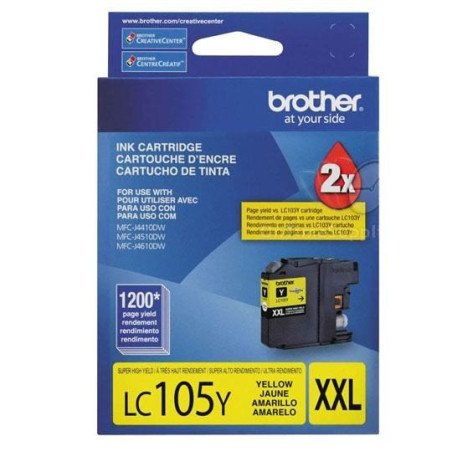 Cartucho Brother LC105Y amarillo para rendimiento de 1200 impresiones