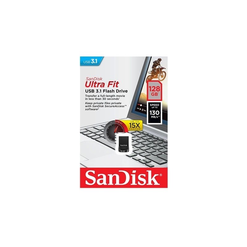 Memoria SanDisk 128GB USB 3.1 ultra fit Z430 130mb/s negro mini