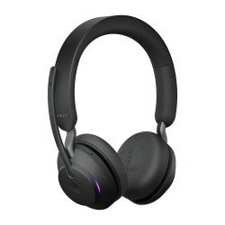 Auricular en oreja Jabra Evolve2 65 MS Stereo, Bluetooth, inalámbrico, USB-A, aislamiento de ruido, negro, Microsoft