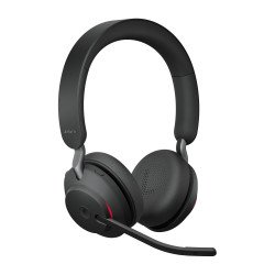 Auricular en oreja Jabra Evolve2 65 MS Stereo, Bluetooth, inalámbrico, USB-A, aislamiento de ruido, negro, Microsoft