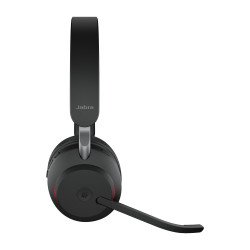 Auricular en oreja Jabra Evolve2 65 MS Stereo, Bluetooth, inalámbrico, USB-A, aislamiento de ruido, negro, Microsoft