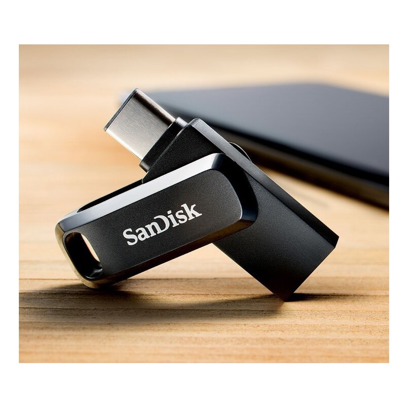 Memoria SanDisk ultra dual Drive Go USB 128GB tipo-c, USB 3.1 velocidad de lectura 150Mb/s color negro