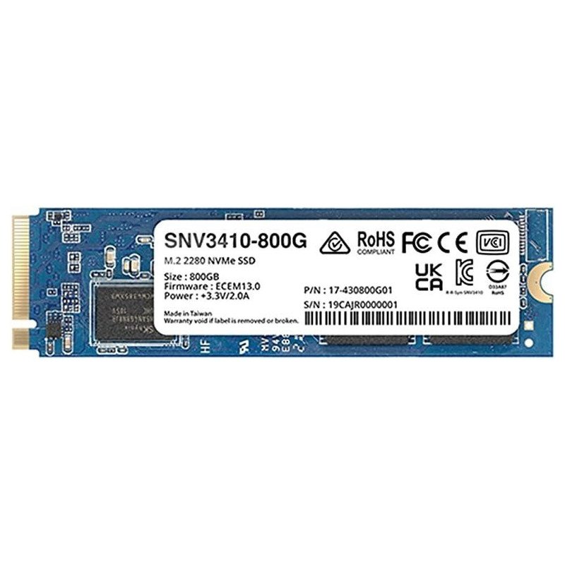 Unidad de estado sólido Synology SSD m.2 2280 NVME SNV3410-800 GB pcie gen3 x4 lect 3100mb/s escrit 1000mb/s, solo para equipos Unidad de estado sólido Synology SSD m.2 2280 NVME SNV3410-800 GB pcie gen3 x4 lect 3100mb/s escrit 1000mb/s, solo para equipos
