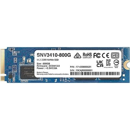 Unidad de estado sólido Synology SSD m.2 2280 NVME SNV3410-800 GB pcie gen3 x4 lect 3100mb/s escrit 1000mb/s, solo para equipos
