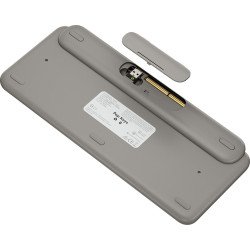 Teclado Logitech POP Keys, Mini, RF Wireless + Bluetooth, Interruptor mecánico, QWERTY, Gris, Arena