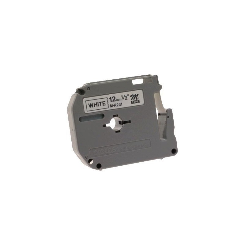 Cinta Brother M231 letra negra fondo blanco de 12mm no laminada