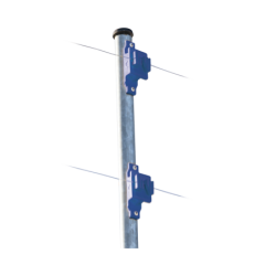Aislador de paso color azul reforzado para cercos eléctricos, resistente al clima extremoso