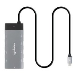 Manhattan 130714 base para portátil y replicador de puertos Alámbrico USB 3.2 Gen 2 (3.1 Gen 2) Type-C Gris