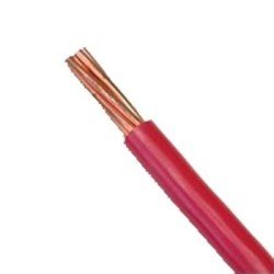 Cable 10 AWG color rojo, Conductor de cobre suave cableado. Aislamiento de PVC, auto extinguible. BOBINA 100 MTS