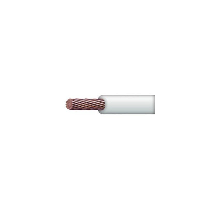 Cable 10 AWG color blanco, Conductor de cobre suave cableado. Aislamiento de PVC, autoextinguible. BOBINA 100 MTS