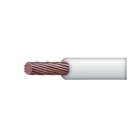 Cable 10 AWG color blanco, Conductor de cobre suave cableado. Aislamiento de PVC, autoextinguible. BOBINA 100 MTS
