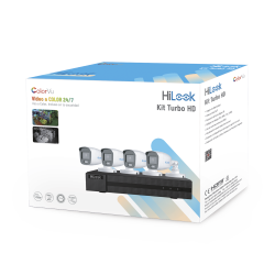 Kit turbohd 1080p, DVR 4 canales, 4 cámaras bala colorvu con micrófono integrado, fuente de poder, accesorios de instalación