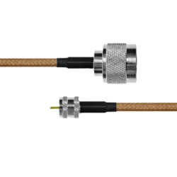Cable Coaxial RG-142/U de 110 cm, 50 Ohm con Conectores N Macho a Mini UHF Macho.
