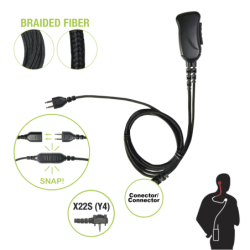 Micrófono con cable de fibra trenzada serie snap compatible con vertex vx-160/180/210/230/231/350/354/400/410/424/427.